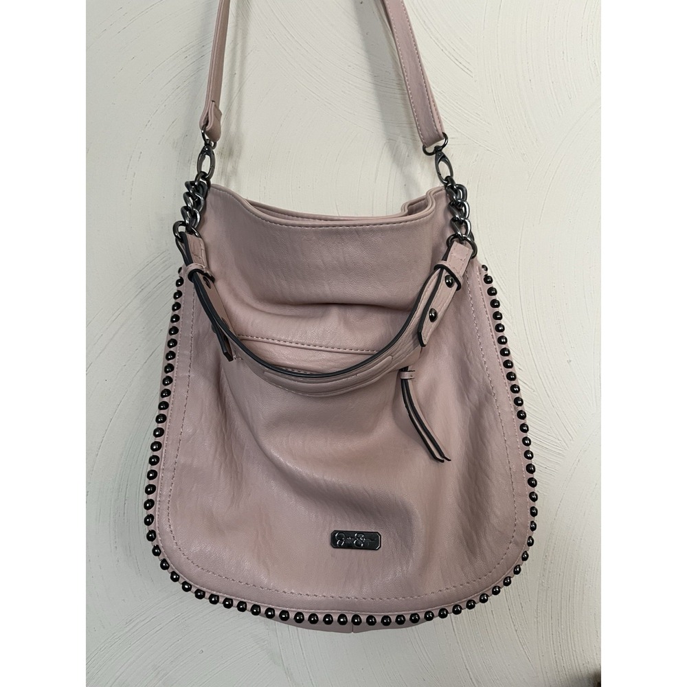 New! Jessica Simpson Camile Hobo Stud-Trim Shoulder Tote Bag